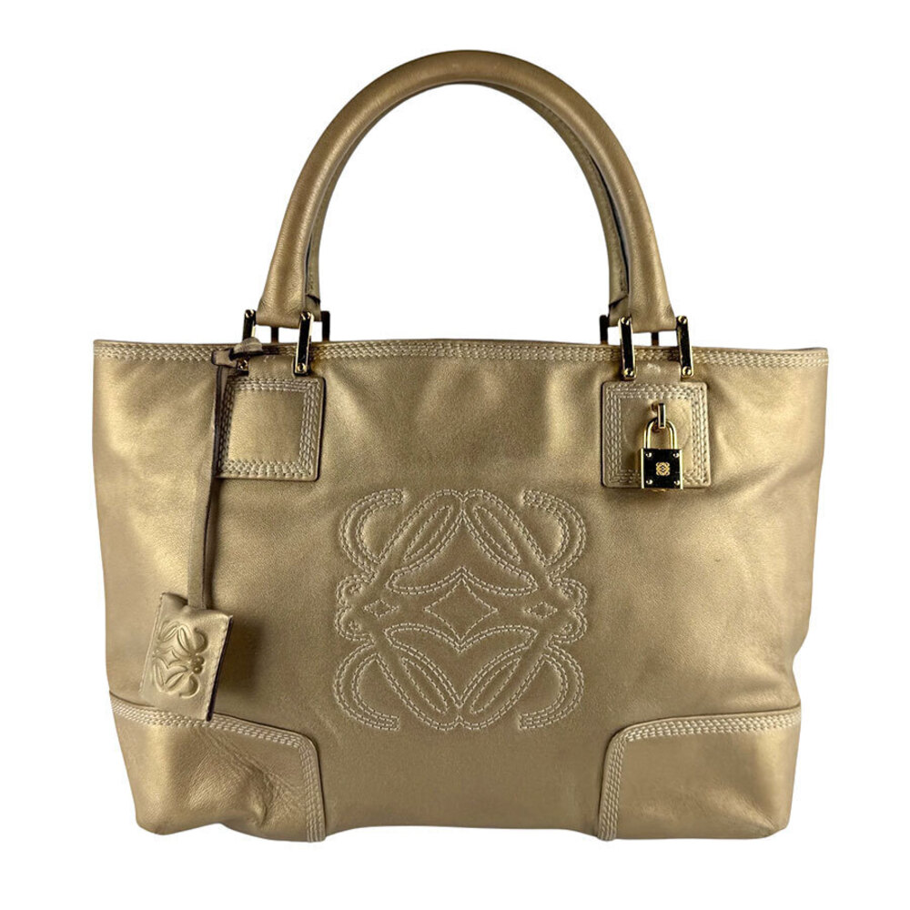 Loewe Amazona Fusta Leather Handbag Gold